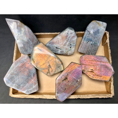 LABRADORIT FREIFORM mehrfarbig-Regenbogen Box von 7 Stück