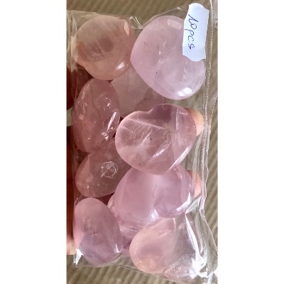 ROSENQUARZ HERZ Lot von 10 Stück