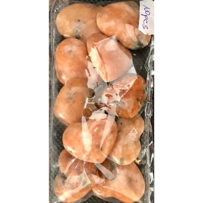 CALCIT ORANGE HERZ Lot von 10 Stück