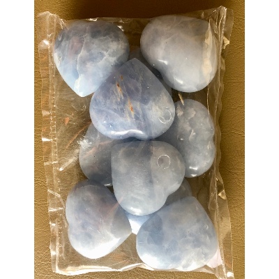 CALCIT BLAU HERZ Tüte von 10 Stück