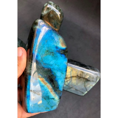 LABRADORIT FREIFORM Komplett poliert 4 Stück